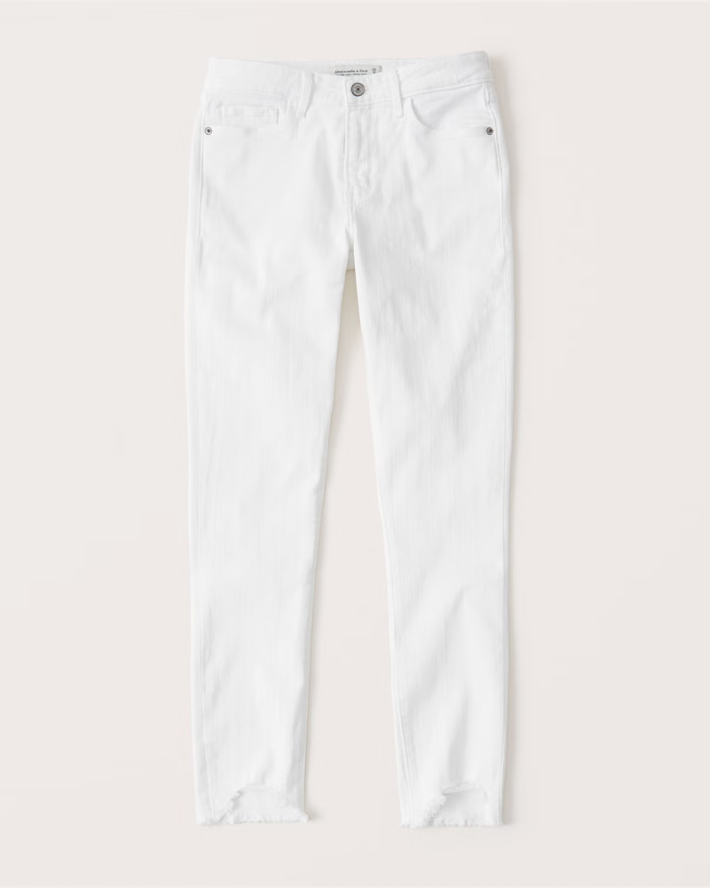 Ripped Mid Rise Super Skinny Ankle Jeans | Abercrombie & Fitch (US)