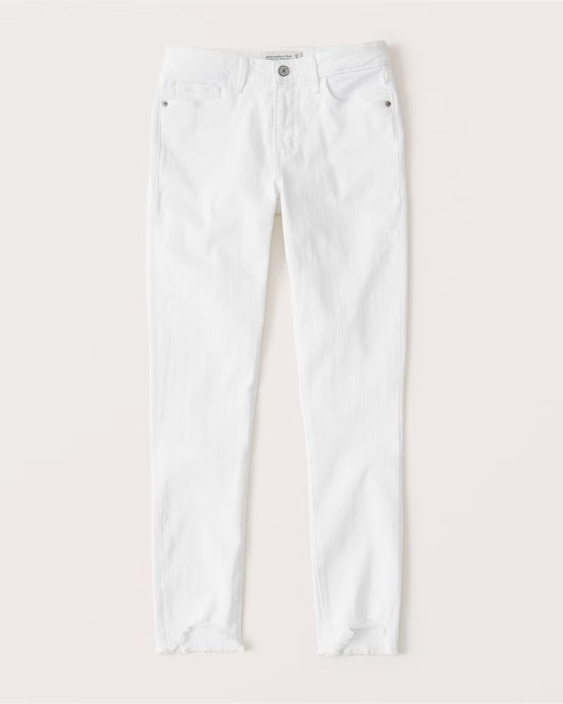 Ripped Mid Rise Super Skinny Ankle Jeans | Abercrombie & Fitch (US)