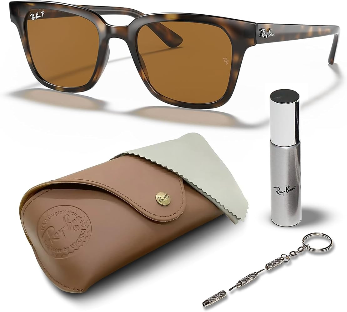 Ray-Ban RB4323 Square Shaped Sunglasses for Men & Women with Official RAYBAN Eyewear Kit | Amazon (US)