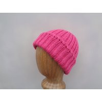 Women's Beanie Hat, Flamingo Pink, Hand Knit, 100% Wool, Watch Cap Style, Tween Teen Girls Warm | Etsy (US)