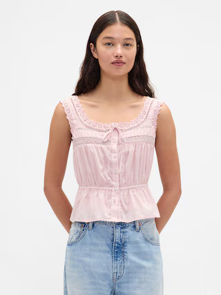 Lace-Trim Peplum Top | Gap (US)