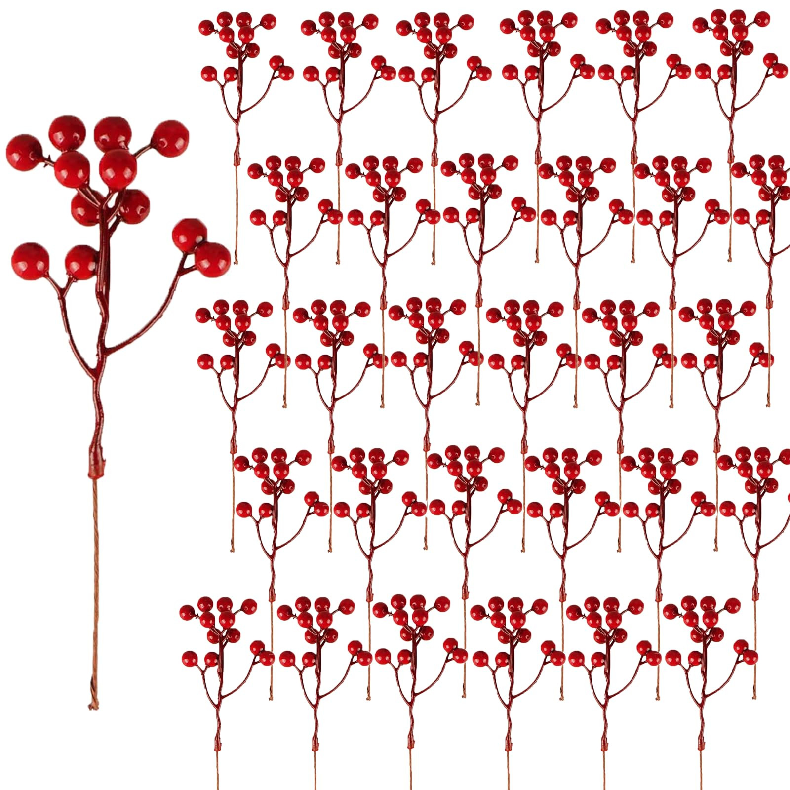 30 Pack Christmas Tree Decorations, 8 Inch Artificial Red Berry Stems Christmas Picks Filler for ... | Amazon (US)