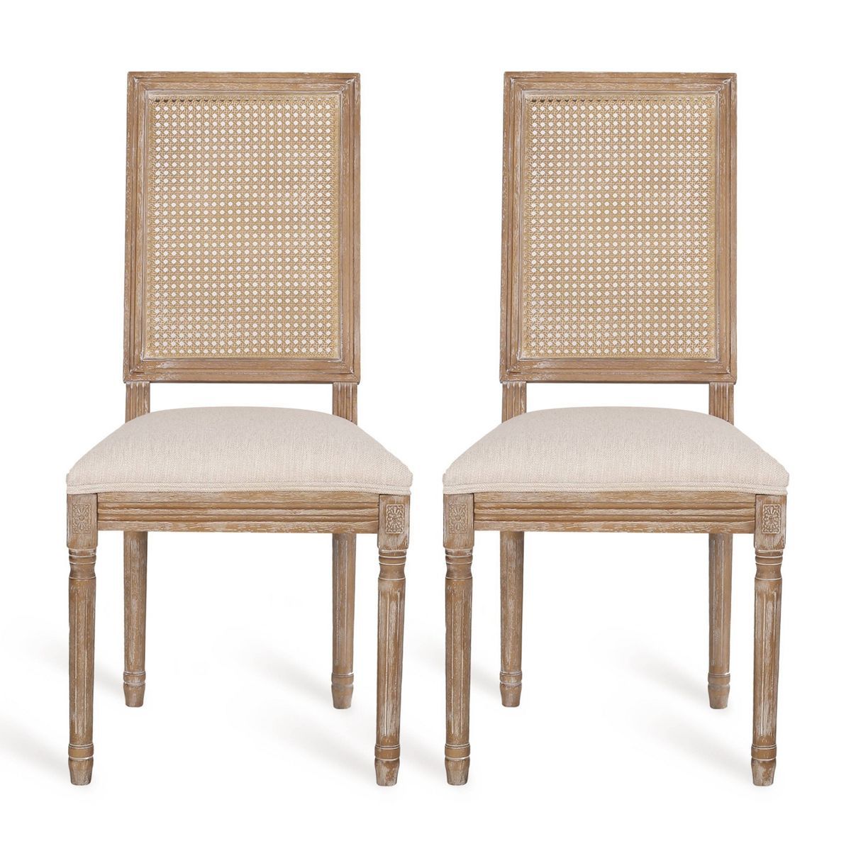 Set of 2 Regina French Country Wood and Cane Upholstered Dining Chairs - Christopher Knight Home | Target