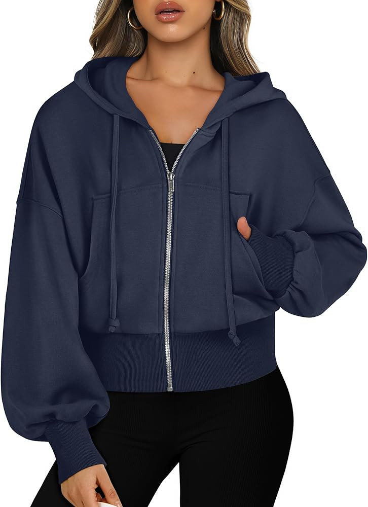 ANRABESS Womens Zip Up Hoodies Cropped Sweatshirts Casual Comfy Cute Zip Jackets Fashion Trendy F... | Amazon (US)