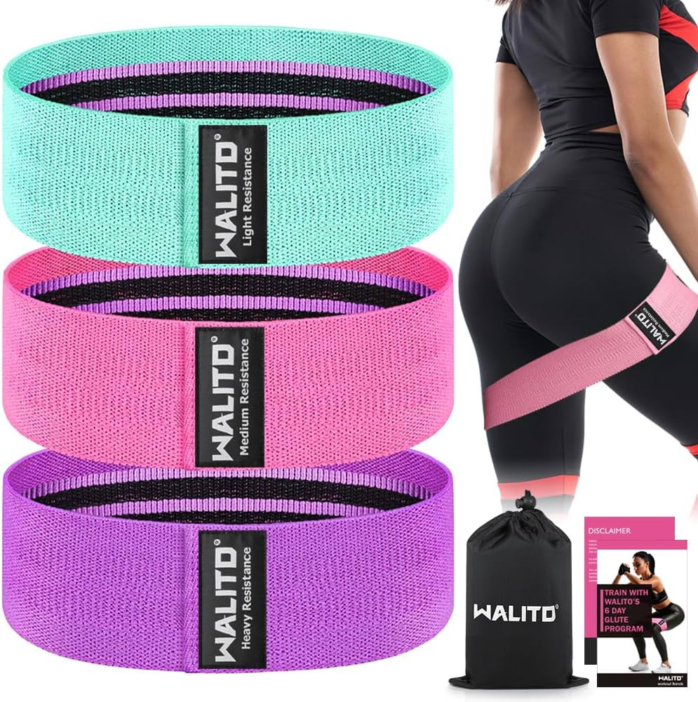 WALITO Resistance Bands for Legs and Butt, Fabric Exercise Loop Bands Yoga, Pilates, Rehab, Fitne... | Amazon (US)