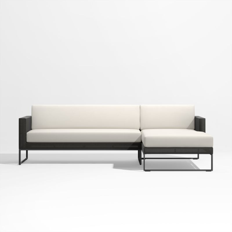 Dune 2-Piece Right Arm Black and White Outdoor Chaise Sectional | Crate & Barrel | Crate & Barrel