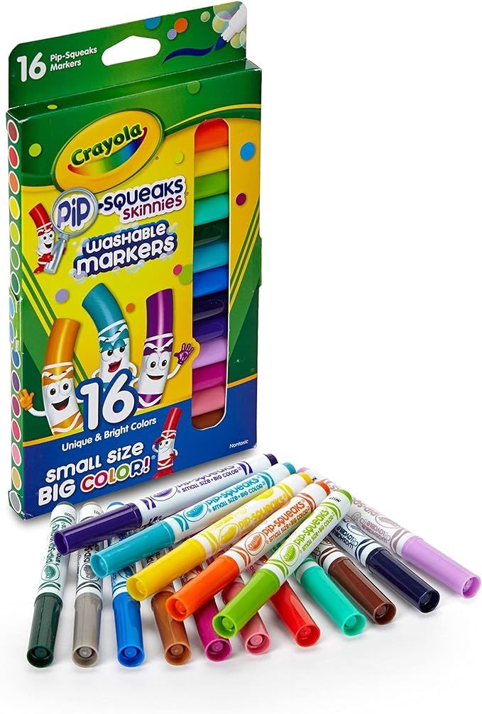 Crayola Washable Pip Squeaks Skinnies Markers, 16 Count, School Supplies, Gifts for Boys and Girl... | Amazon (US)