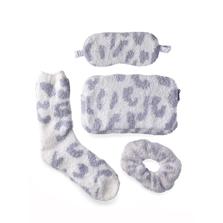 Time and Tru Women's Cozy Travel Set, 4-Piece, Winter White | Walmart (US)