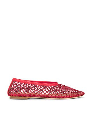 Staud Alba Ballet Flat in Red Netting - Red. Size 39.5 (also in 36, 37). | FWRD 
