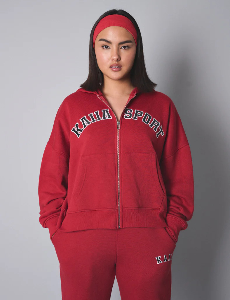 Kaiia Sport Oversized Zip Up Hoodie Red | Public Desire