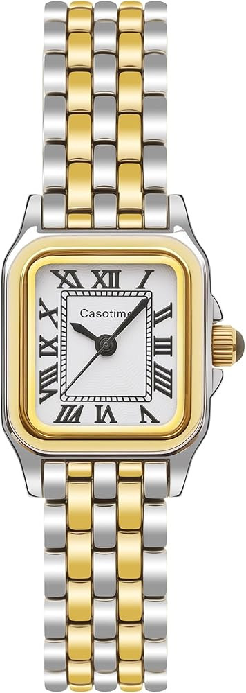 Women's Gold Watch, Vintage Rectangular Case Reloj para Mujer with Roman Numeral Dial, Small Brac... | Amazon (US)