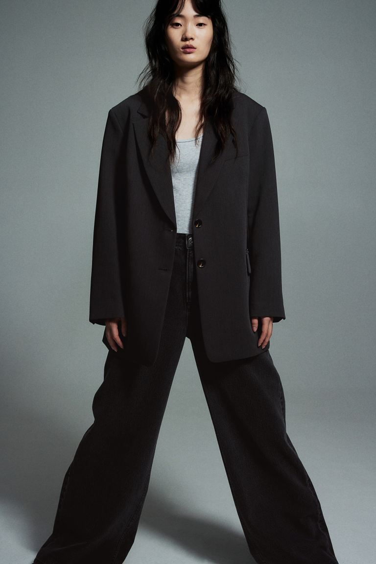 Oversized Twill Blazer - Dark gray - Ladies | H&M US | H&M (US + CA)