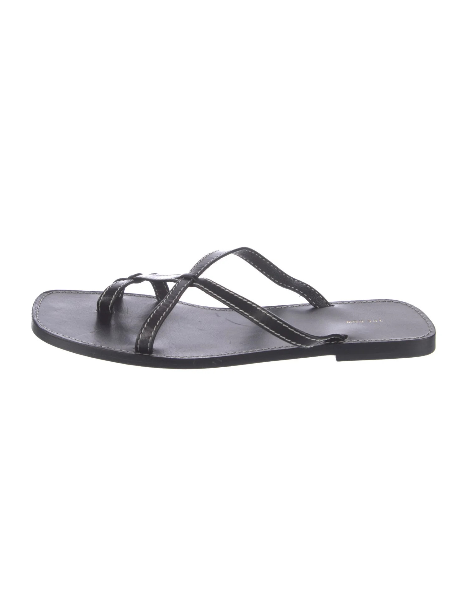 The Row Link Leather Slides - Black Sandals, Shoes - THR194029 | The RealReal | The RealReal