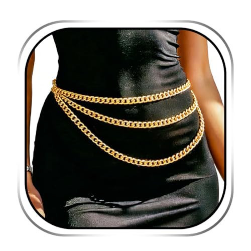 YONAMIX Gold Chain Belt Layered Fashion Body Accessories for Women | Amazon (US)