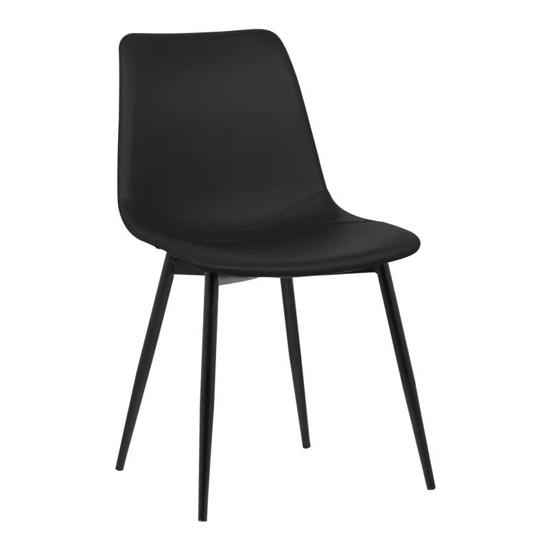Waroona Contemporary Upholstered Dining Chair with Black Metal Legs | Wayfair North America