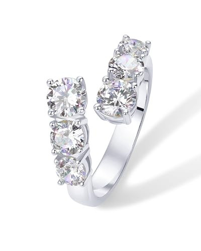 PAVOI Rhodium Plated Cubic Zirconia Crossover Chunky Eternity Ring for Women | Open Twist Stackable Bands | CZ Statement Rings | Size 7 | Amazon (US)