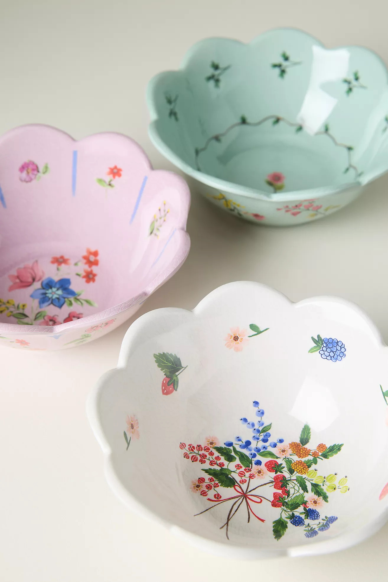 Annette Floral Melamine Nut Bowls, Mixed Set of 3 | Anthropologie (US)