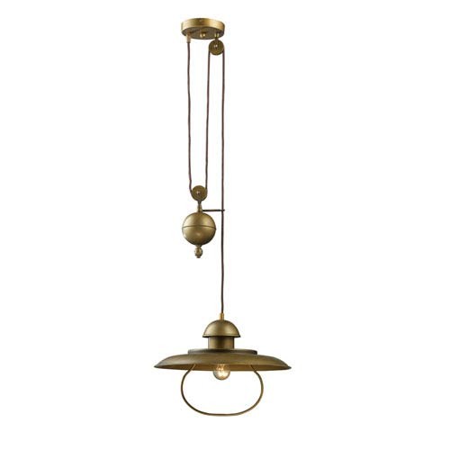 Elk Lighting Farmhouse Antique Brass One Light Pulldown Pendant 65051 1 | Bellacor | Bellacor
