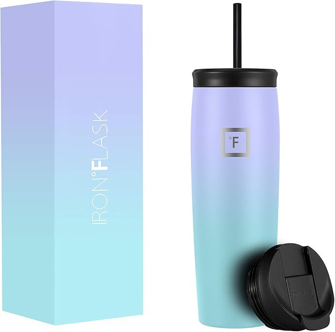 IRON °FLASK Nomad Tumbler - 24 Oz, 2 Lids (Straw/Flip), Vacuum Insulated Stainless Steel Bottle,... | Amazon (US)