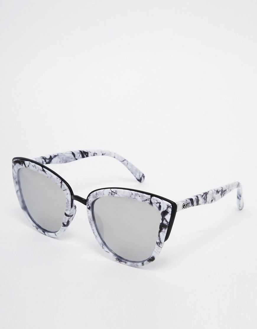 Quay Australia My Girl Exclusive Mirror Cat Eye Sunglasses in Marble Frame | ASOS UK