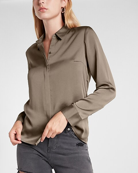 Satin Portofino Shirt | Express