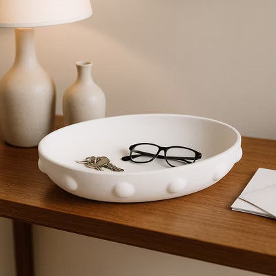 Elegant Beaded Decorative Bowl for Coffee Table - Decorative Centerpiece Table Decorations and Dining Room for Home Decor Accents - 3.75", White | Target