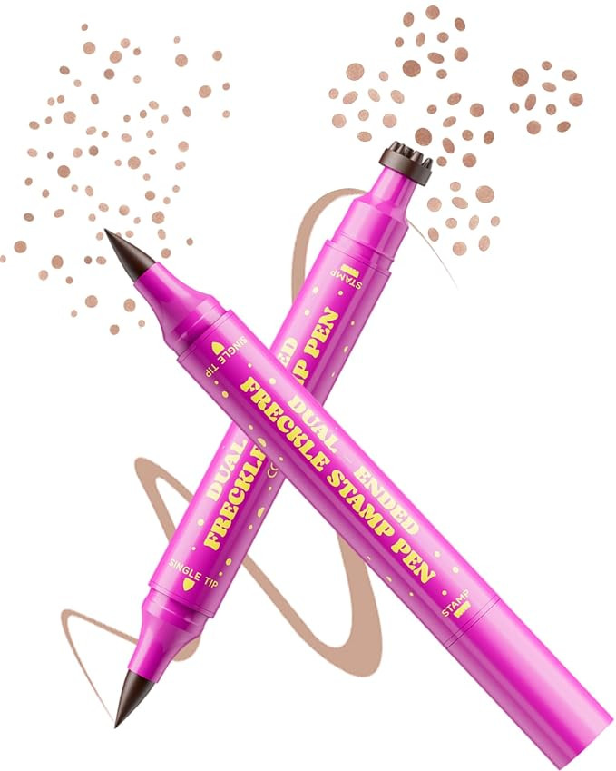 Upgrade Dual Ended 2-in-1 Faux Freckle Stamp Pen, Waterproof Fake Freckle Pen with Multi-Prong Fr... | Amazon (US)