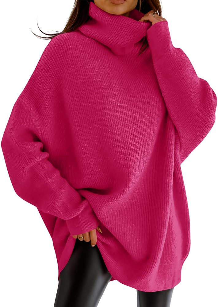 imesrun Womens Turtleneck Oversized Sweater Batwing Chunky Pullover Sweater Casual Fall Loose Kni... | Amazon (US)