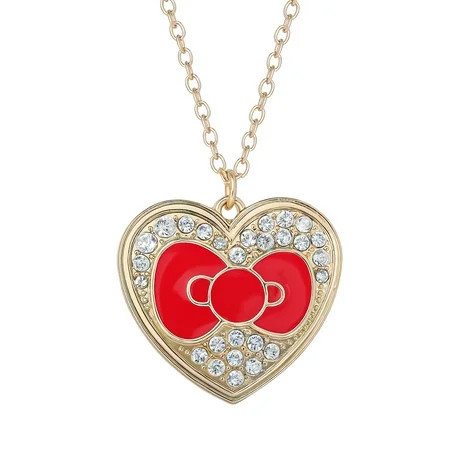 Sanrio Girls/Tween Hello Kitty Red Enamel Bow Clear Stone Pendant 16 Chain + 3 Extender | Walmart (US)