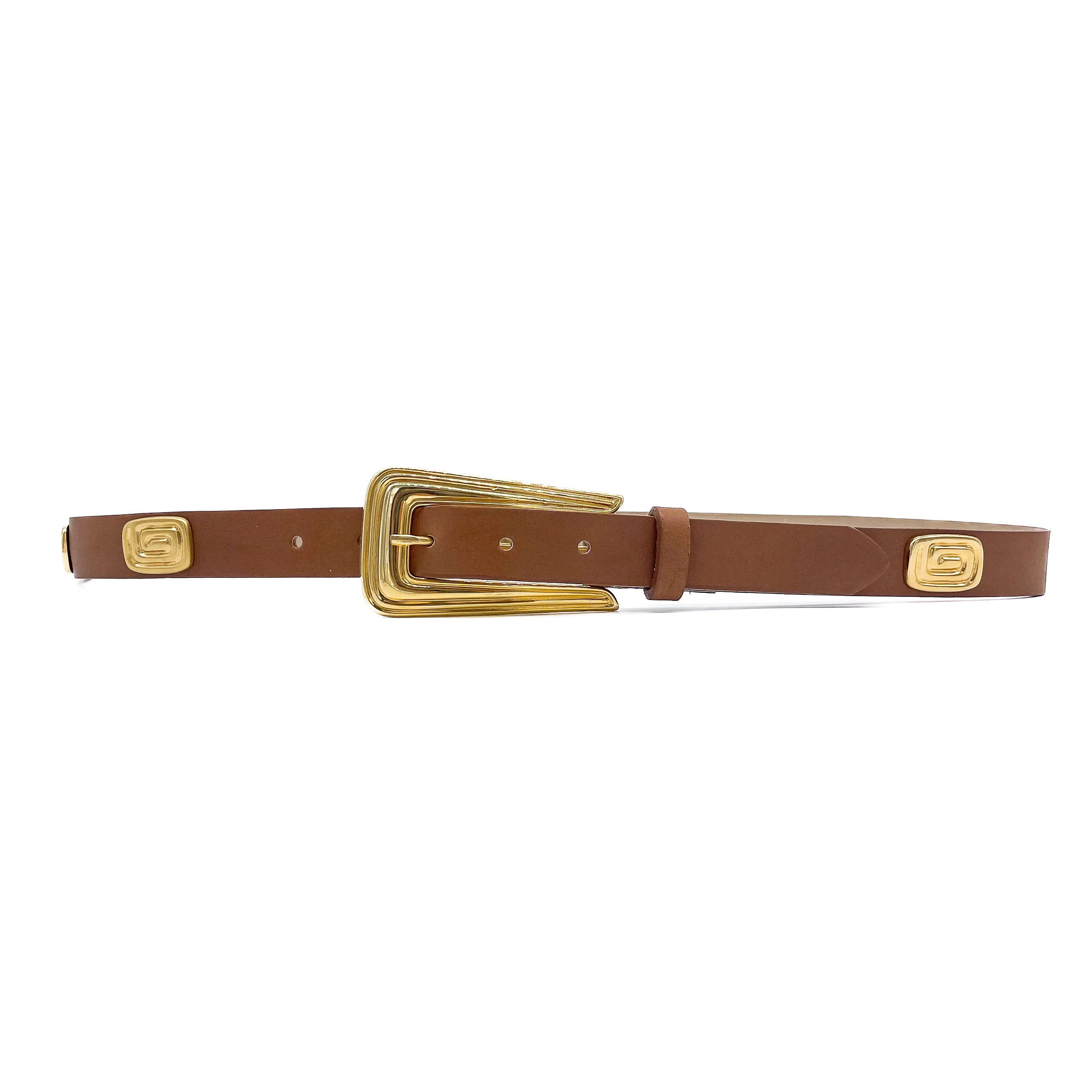 Cleo - Classic Tan Italian Leather Belt With Vintage Gold Buckle | Streets Ahead | Streets Ahead Inc