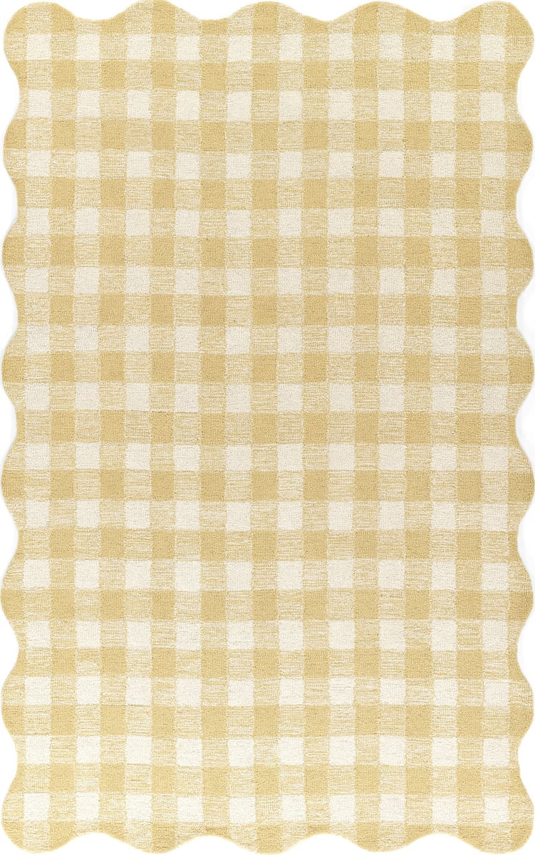 Lily LIY-1 Yellow Wool Handwoven Checkered Area Rug | Rugs Direct