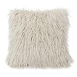 HiEnd Accents Mongolian Faux Fur Pillow, 18x18 White | Amazon (US)