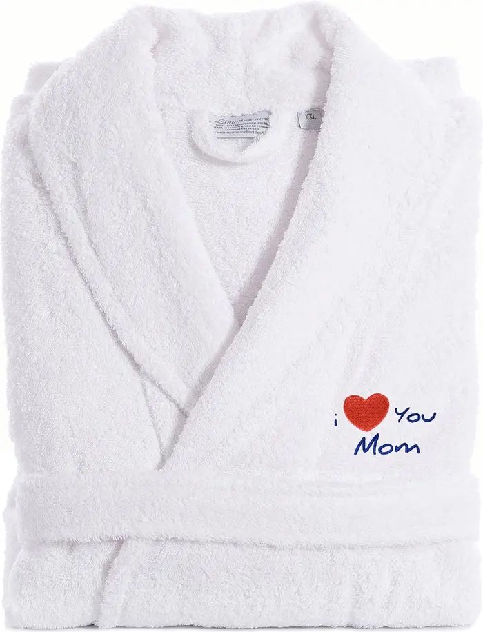 'I Love You Mom' Embroidered White Terry Bathrobe | Nordstrom Rack