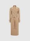 Reiss Pink Agnes Regular Belted Blindseam Wool Longline Coat | Reiss US