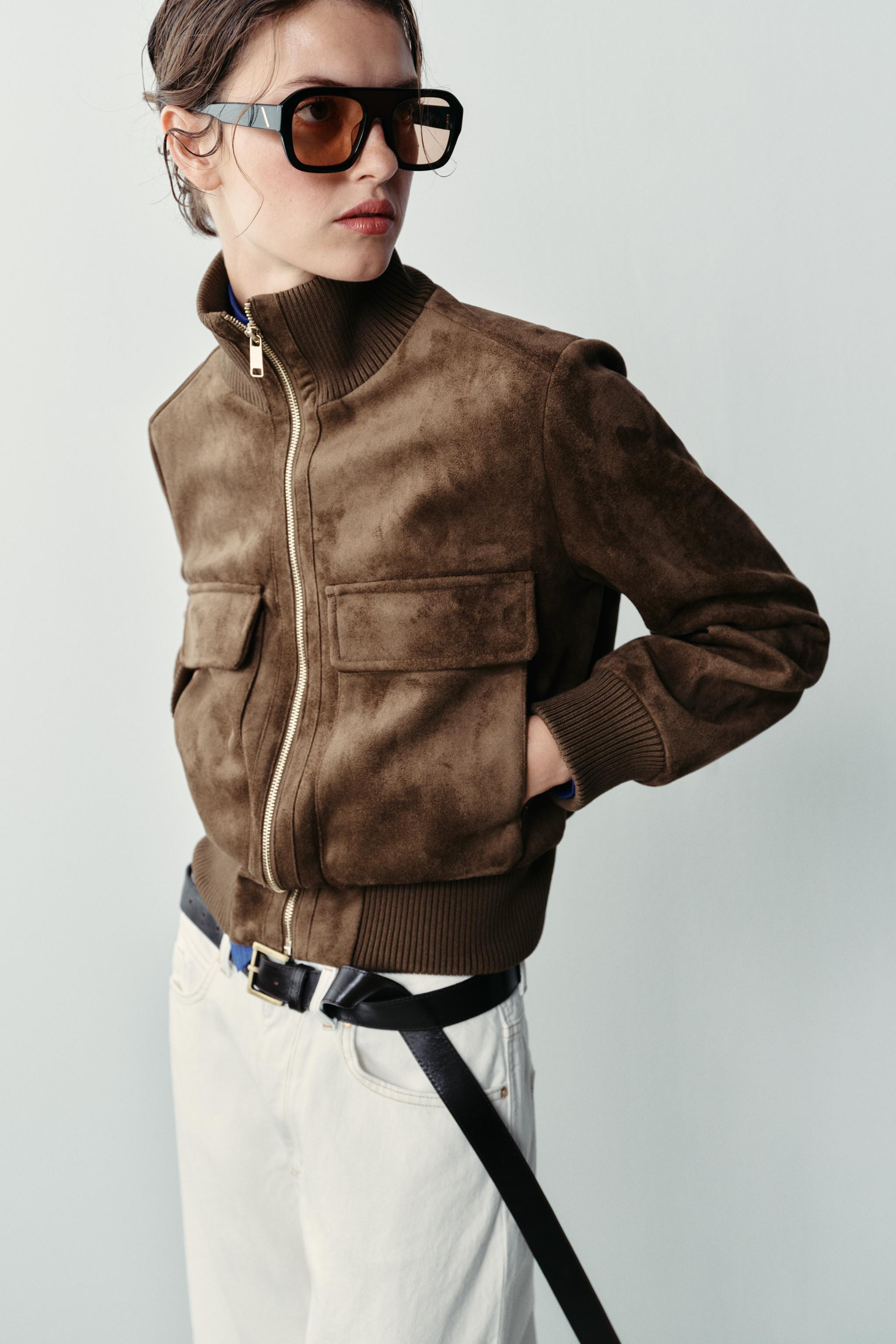 FAUX SUEDE BOMBER JACKET | Zara US