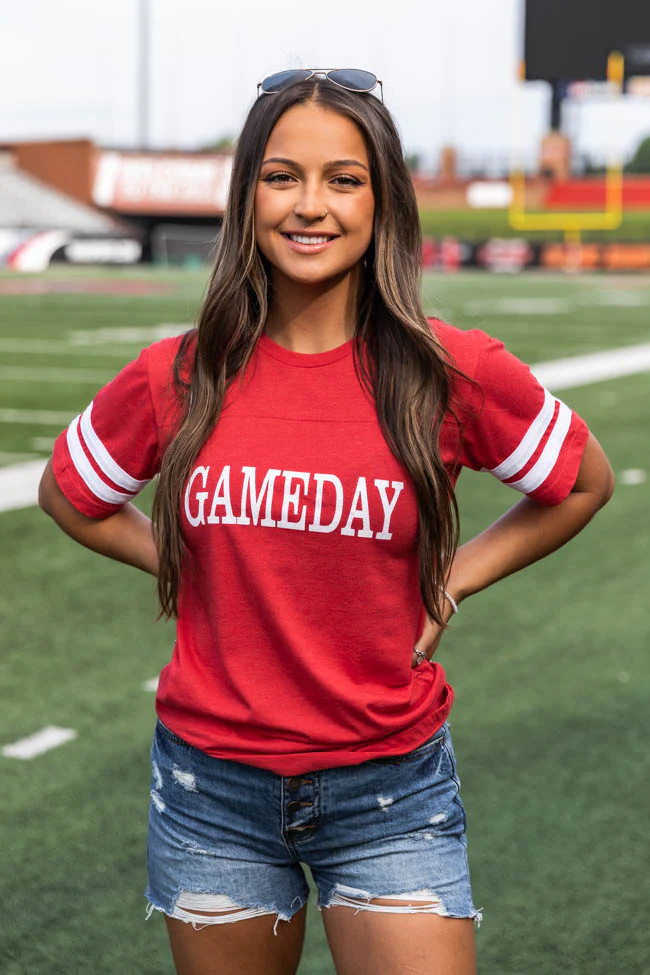 Gameday Varsity Graphic Tee Red | The Pink Lily Boutique