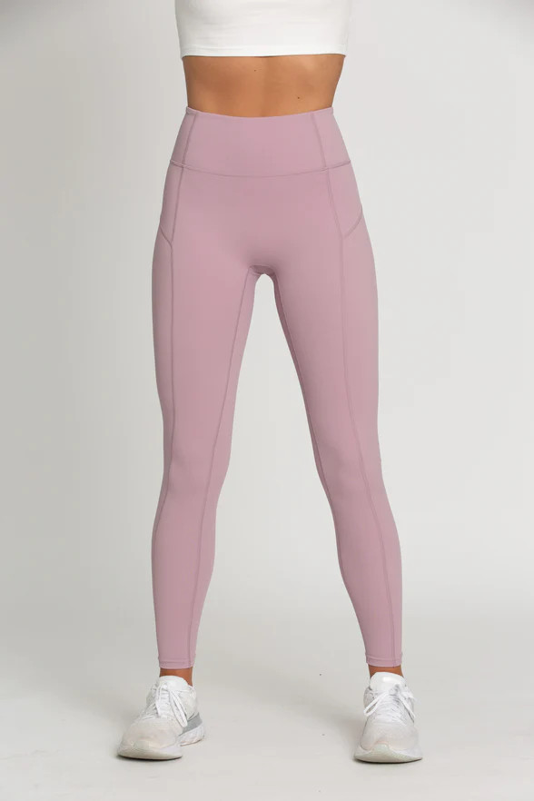 Mauve Mist Zipper Lined Leggings | Gold Hinge