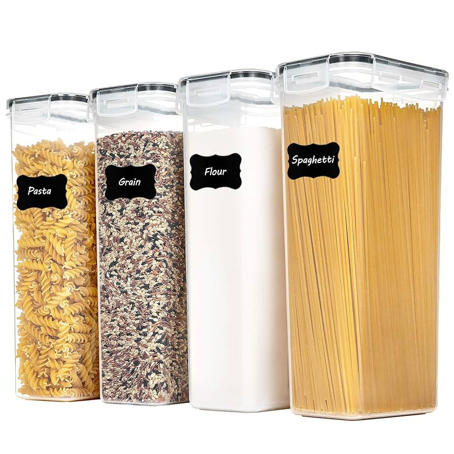 Vtopmart Airtight Food Storage Containers with Lids, 4 PCS 2.8L Pasta Containers for Pantry Organ... | Amazon (US)