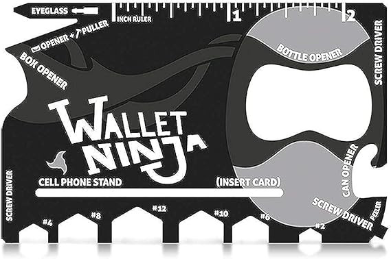 Wallet Ninja Multitool Card – 18 in 1 Credit Card Multi-Tool (Bottle Opener, Can Opener, Screwd... | Amazon (US)