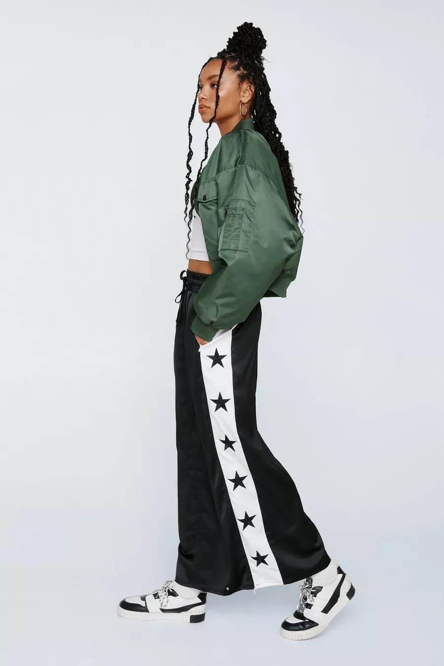 Embroidered Star Taping Detail Satin Maxi Skirt | Nasty Gal (US)