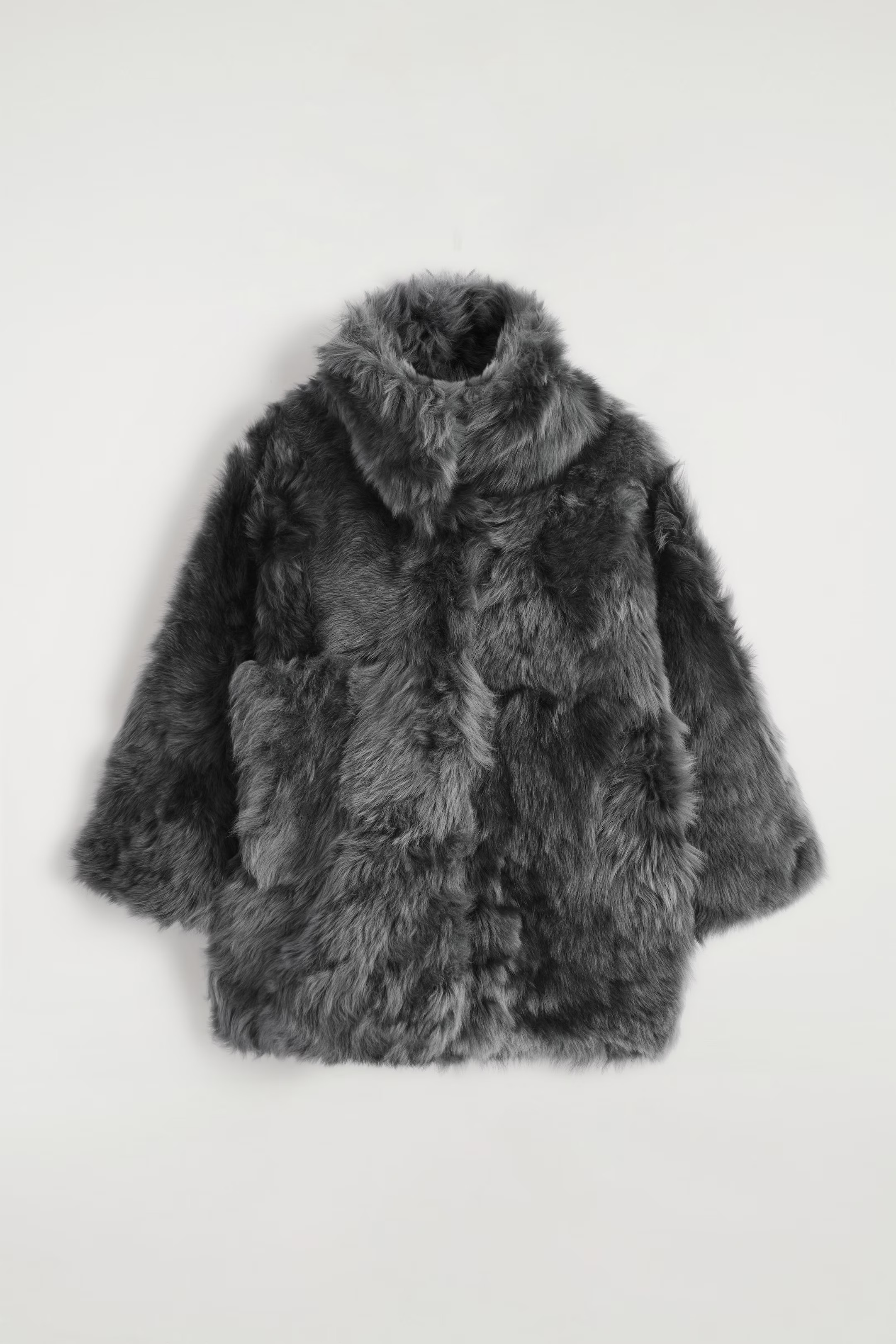 FUNNEL-NECK SHEARLING JACKET - STEEL | COS AU | COS (AU)