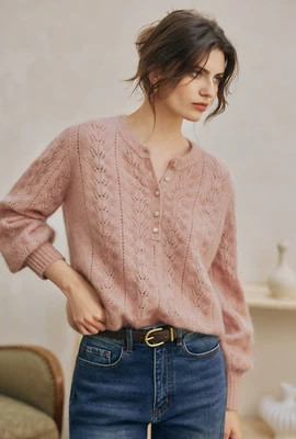 Paisley Mohair Sweater - Melon | Petite Studio NYC