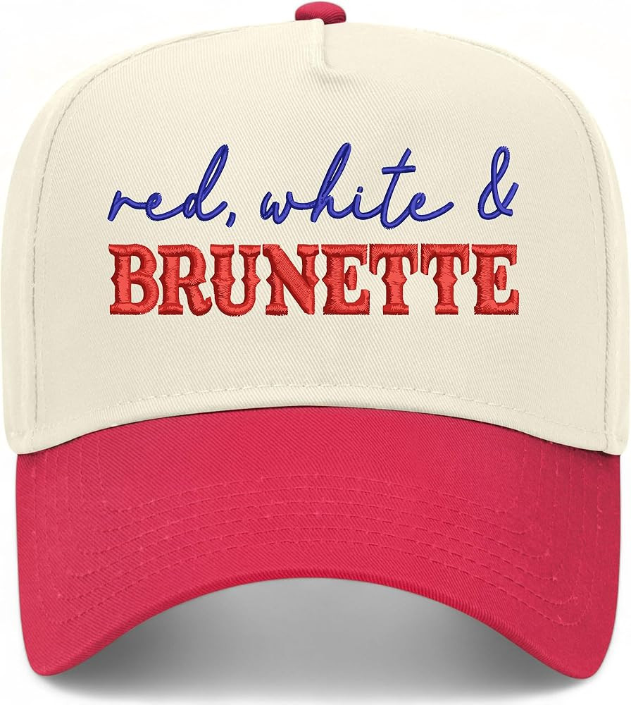 Red, White, & Brunette Hat | Premium Vintage Trucker Hat with Adjustable Snapback for Men and Wom... | Amazon (US)