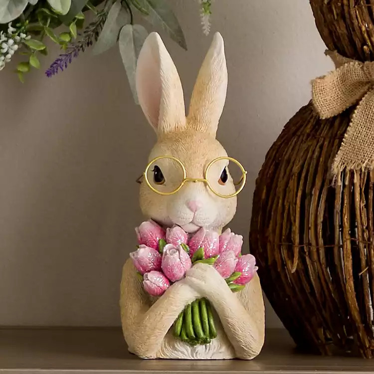 Bunny with Floral Bouquet Figurine | Kirklands