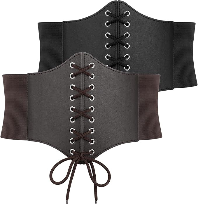 JASGOOD Wide Elastic Corset Belt for Women Vintage Lace-up Tied Waspie Waist Belt for Dress | Amazon (CA)