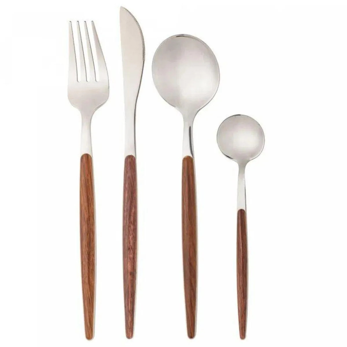 Faqueiro De Aço Inox Cabo Estampa Madeira 24pç Organic - Carrefour: As melhores promoções pra... | Carrefour (BR)