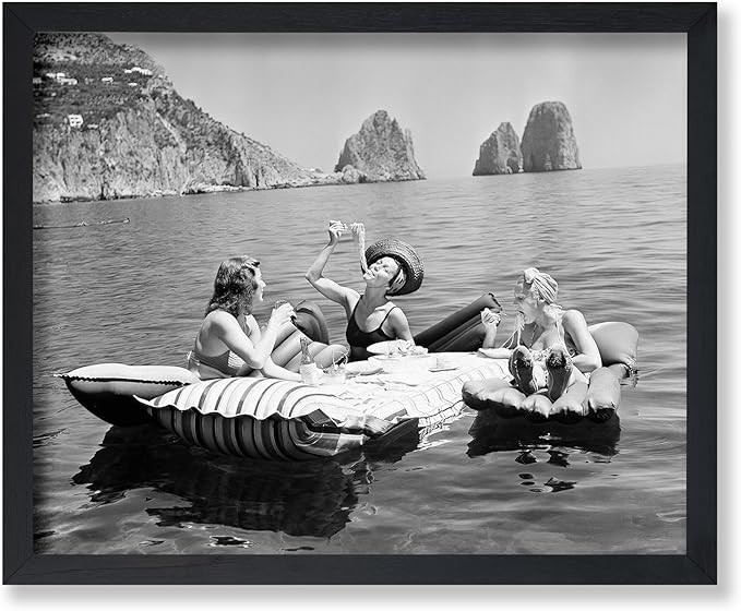 Poster Master Vintage Women Eating Pasta on Lake Poster - Retro Picnic Print - Photography Art - ... | Amazon (US)