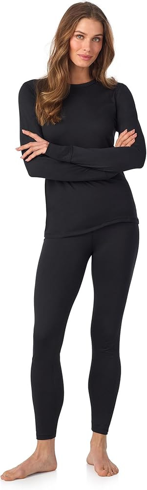 Cuddl Duds Womens Heavyweight Cold Weather Fleece Lined Thermal Set – Long Sleeve Top & Legging... | Amazon (US)