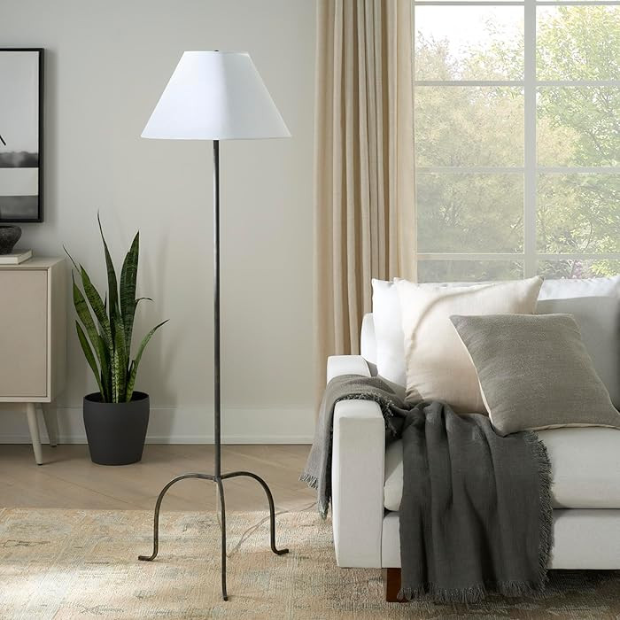 Nourison 66" Black Wrought Iron Heritage Metal Slim Tripod Standing Floor Lamp for Modern, Indust... | Amazon (US)