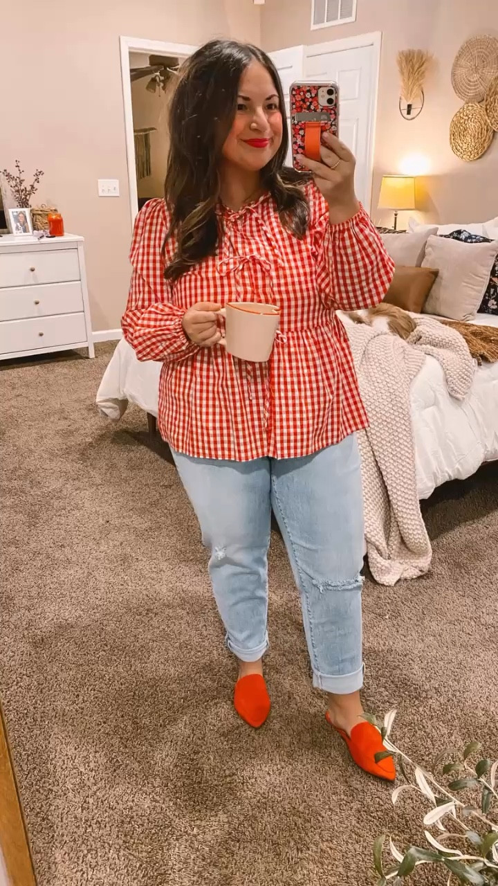 Celebrating Valentine’s Day in style with comfy + cute outfits that don't break the bank! 💕 
mules: fit true to size // wearing a 5
jeans: fit true to size // wearing a 14
blouse: fits true to size // wearing a large

#LTKStyleTip #LTKWatchNow #LTKSeasonal